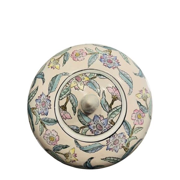 Vintage 12” WBI Floral Botanical Chinoiserie Plum tree blossoms Ceramic Vase Urn - Picture 5 of 11